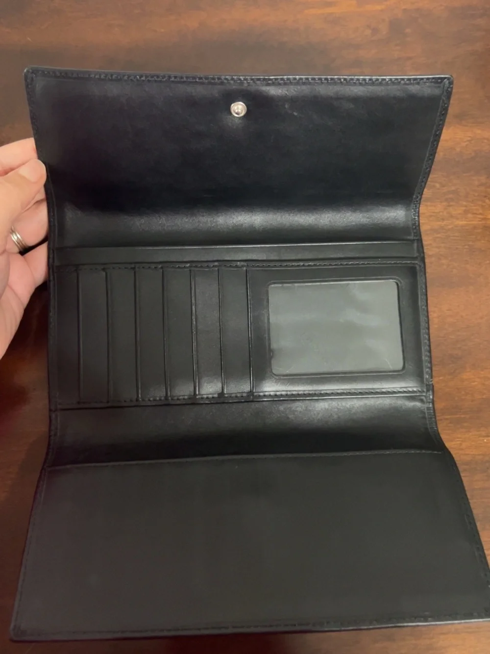 Coach Black Signature Canvas Trifold Wallet